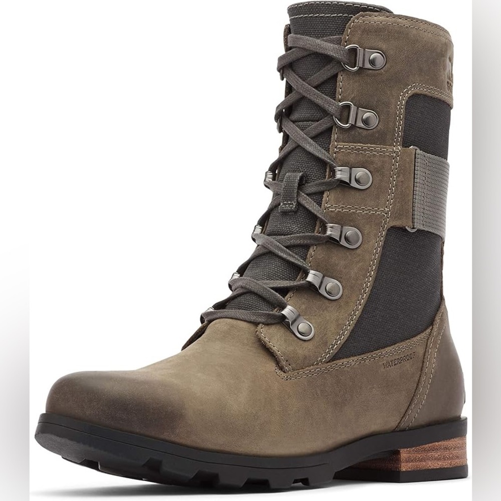 Sorel Women's Emelie Conquest Boot Light & Heavy Rain Waterproof Quarry Sz 10